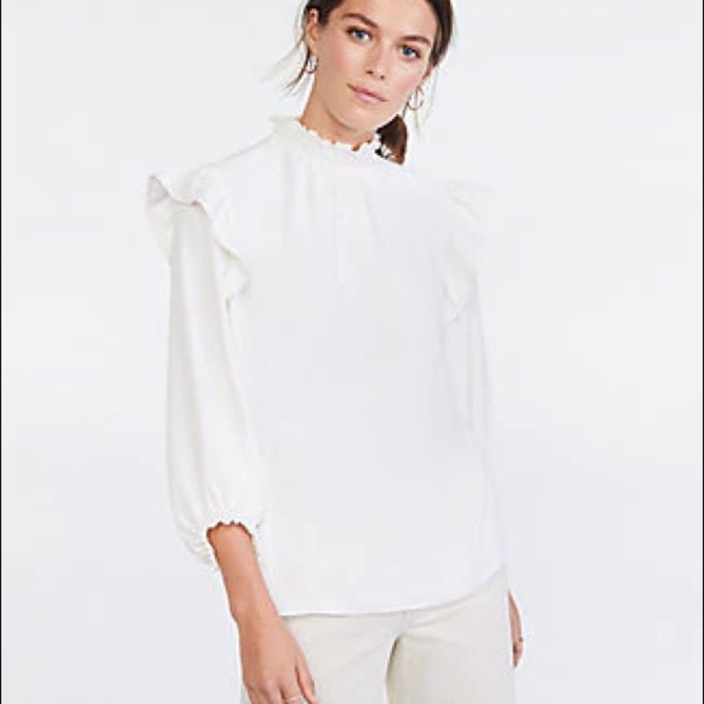 Ann Taylor NWT Ruffle Shoulder Top